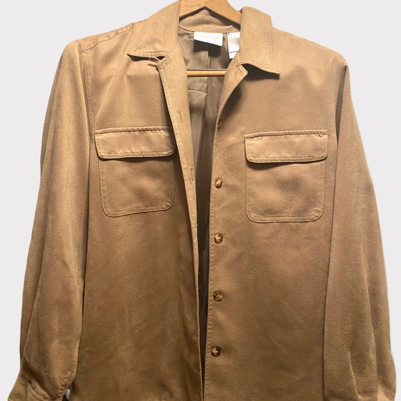 Vintage 1980s Liz Claiborne Super Soft suede feel flowy Button Down - Picture 2 of 4